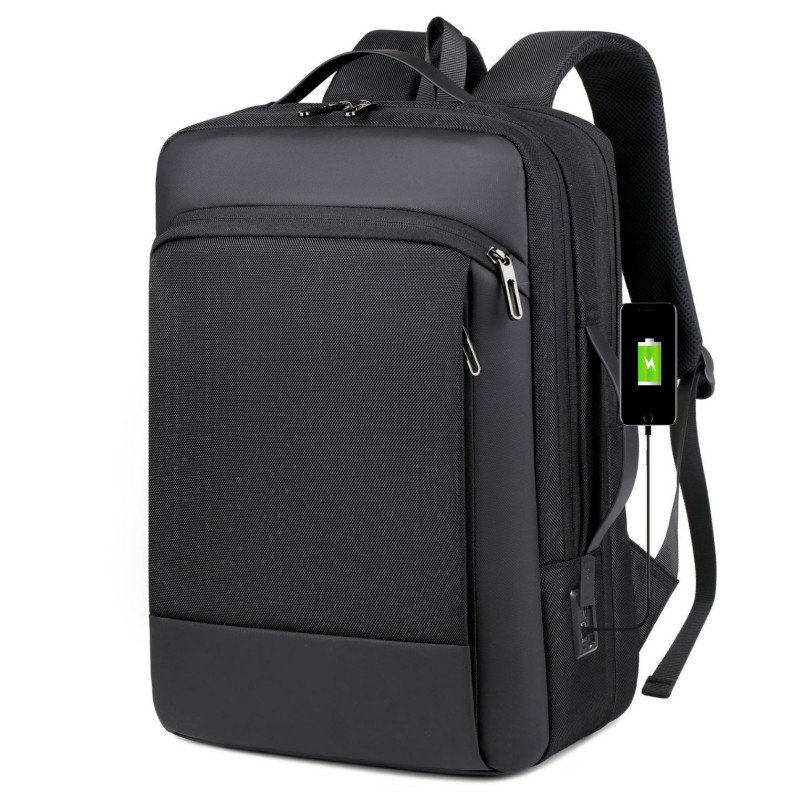 Business waterproof bag expandable USB charging backpack 15-16 inch computer backpack
