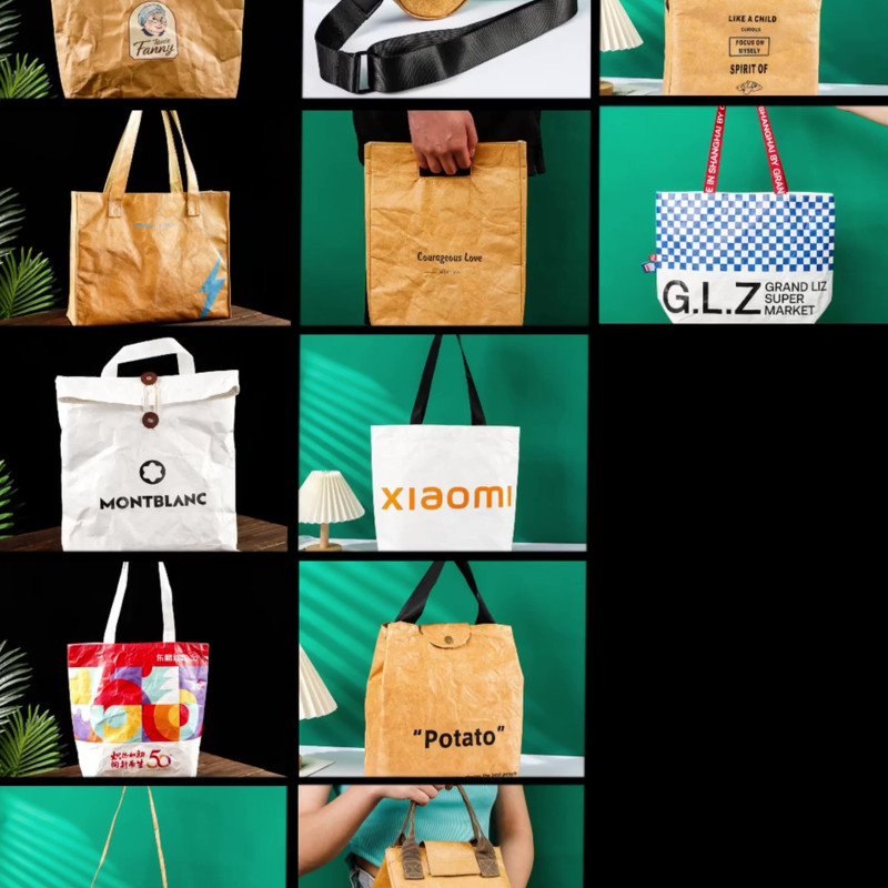 Customizable logo fashionable DuPont paper washed kraft paper bag customized for men and women