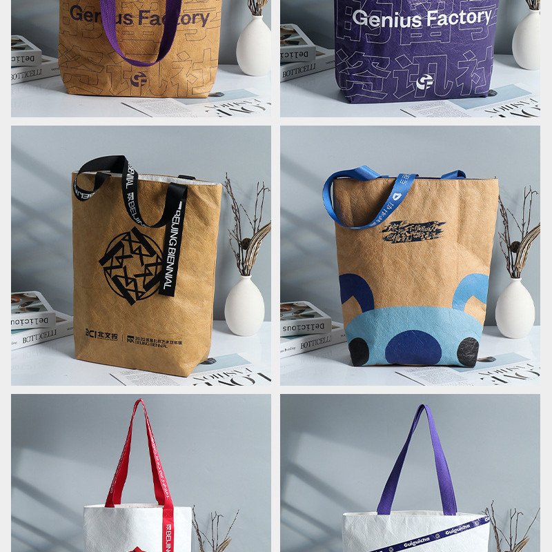 DuPont paper bag waterproof rub pattern custom logo advertising bag Mid-Autumn Festival paper bag washable crossbody tote bag