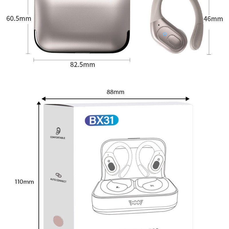 Intelligent Noise Reduction Bilateral Stereo Over-Ear Wireless Earphones Tpyc-c Bluetooth Earphones