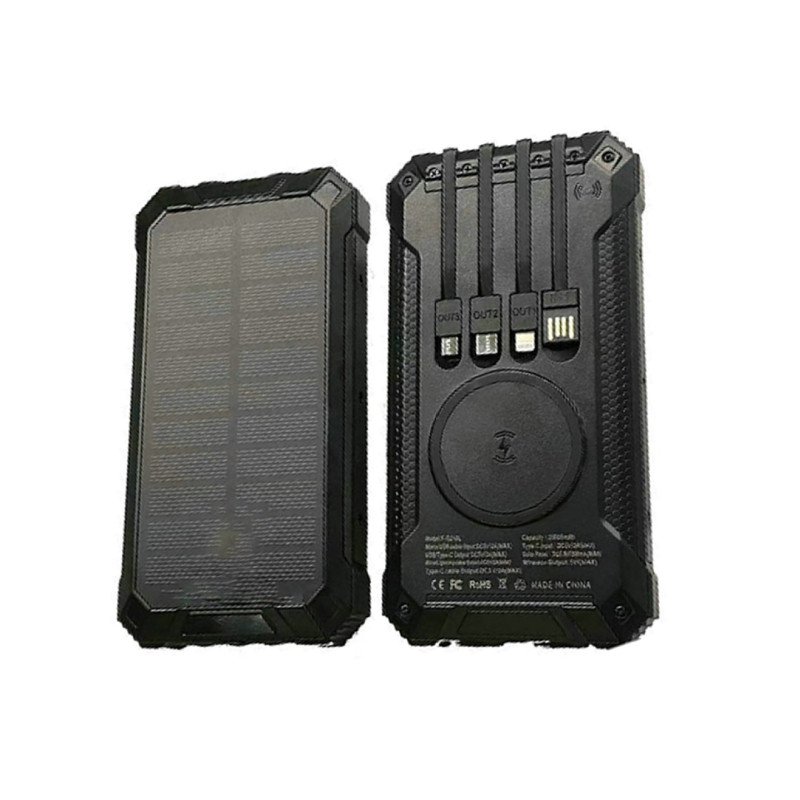 customized logo wireless charging solar 20000mAh large capacity outdoor power bank
