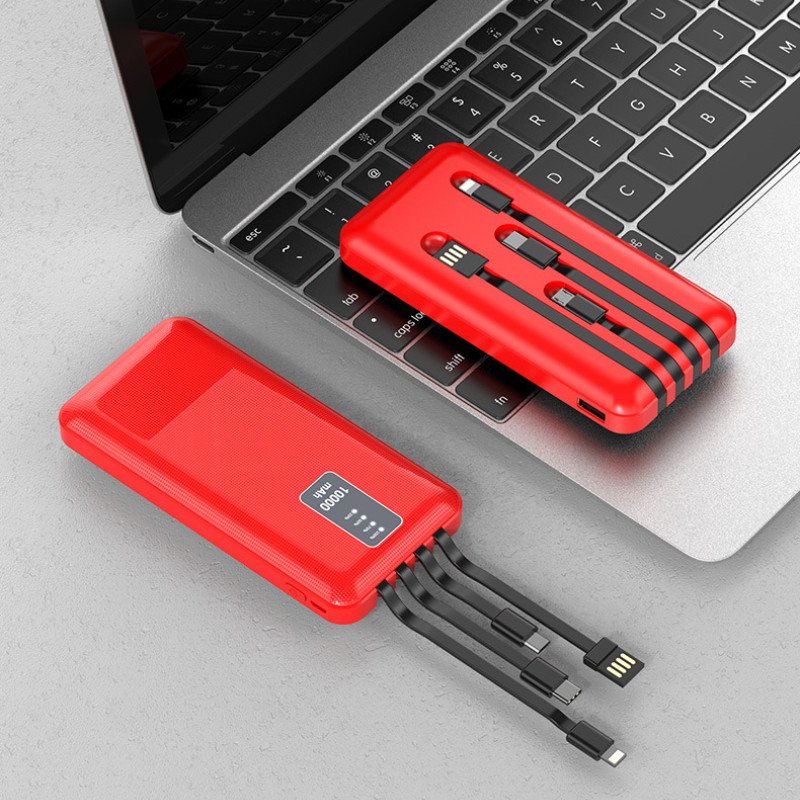 Mobile phone universal built-in wired power bank 20000 mAh custom logo four-wire battery mobile battery source