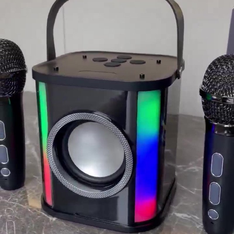 Outdoor portable live broadcast wireless Bluetooth audio transparent mecha subwoofer dual microphone karaoke audio