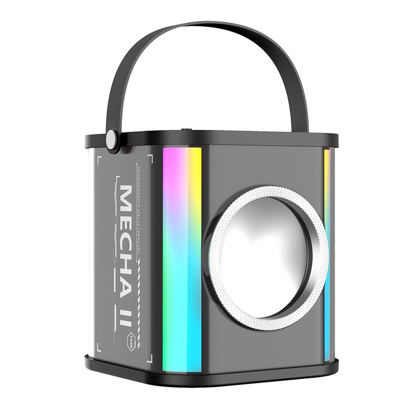 Outdoor portable live broadcast wireless Bluetooth audio transparent mecha subwoofer dual microphone karaoke audio