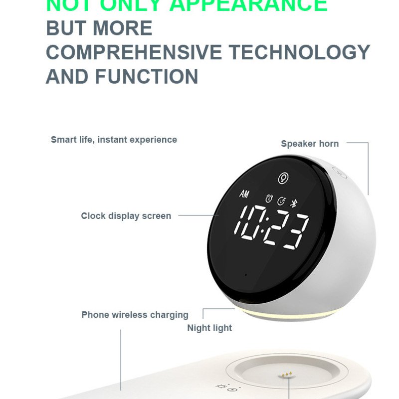multifunctional Bluetooth speaker home atmosphere night light clock mobile phone wireless charging speaker