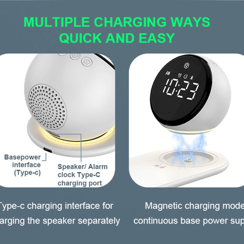 multifunctional Bluetooth speaker home atmosphere night light clock mobile phone wireless charging speaker