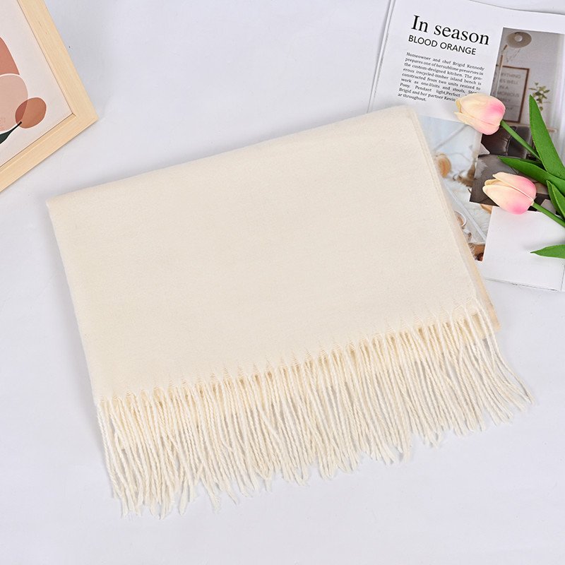 Solid color customizable logo gift scarf, tassel imitation cashmere scarf
