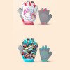 Children's sports safety gloves cycling roller skating hand print cartoon male and female anti slip half finger gloves XG38
