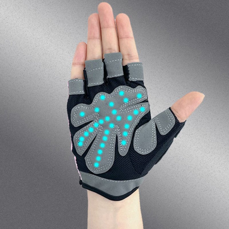 Half finger outdoor sports cycling men and women mountaineering fitness yoga driving shock absorption anti slip dew finger breathable gloves