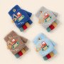 Excavator Boy Winter Cartoon Cute Kindergarten Half Finger Flip Knitted Wool Warm Gloves for Children