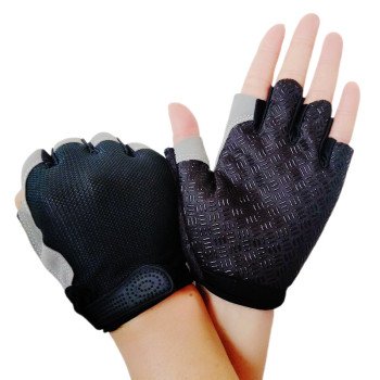 Half finger outdoor sports cycling men and women mountaineering fitness yoga driving shock absorption anti slip dew finger breathable gloves
