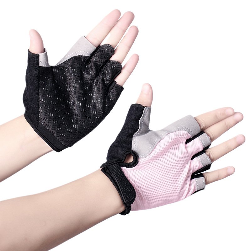 Half finger outdoor sports cycling men and women mountaineering fitness yoga driving shock absorption anti slip dew finger breathable gloves