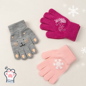 Children's gloves Halloween girls winter warm and cold proof split finger cartoon cute men's thin knitted full finger gloves