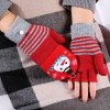 Christmas gloves for women, winter half finger flip cover, cold proof, warm knit yarn, cute cartoon, exposed finger student gloves