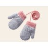 Wholesale of cute knitted children's gloves for babies in autumn and winter, with added velvet for warmth and cold protection. Hanging neck for young children