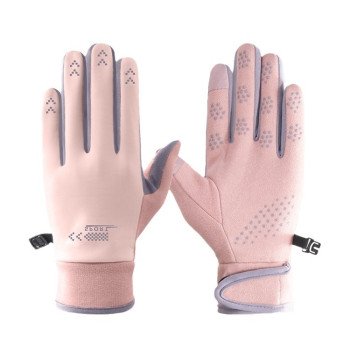 Warm and plush thick women's outdoor sports driving electric bike, cold proof, anti slip, touch screen, waterproof, winter cycling gloves