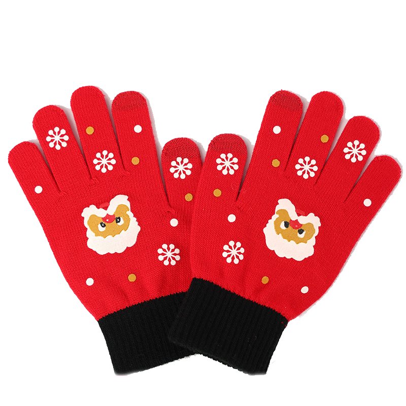 Female student autumn and winter five finger touch screen knitted yarn for warmth and cold protection, thick riding bike wholesale, Christmas gloves