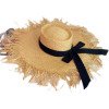 Big brimmed Lafite grass hat for girls in summer, sweet bow, sun shading and sun protection hat