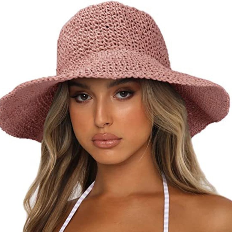 New Women's Large brimmed Sunscreen Sun Hat Fashionable and Versatile Foldable Wide brimmed Travel Straw Hat