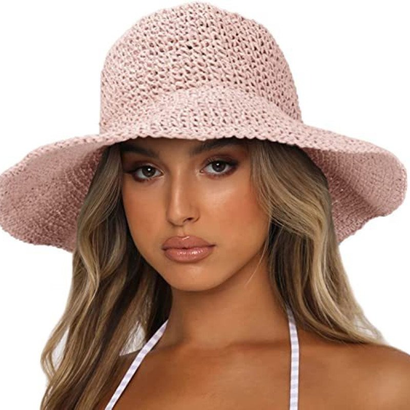 New Women's Large brimmed Sunscreen Sun Hat Fashionable and Versatile Foldable Wide brimmed Travel Straw Hat