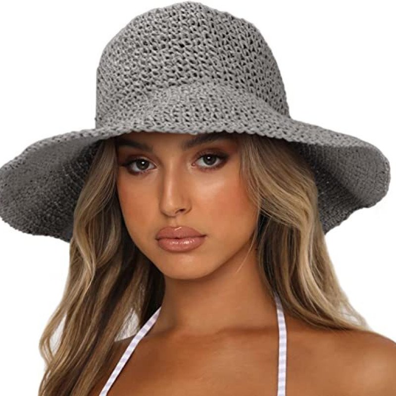 New Women's Large brimmed Sunscreen Sun Hat Fashionable and Versatile Foldable Wide brimmed Travel Straw Hat