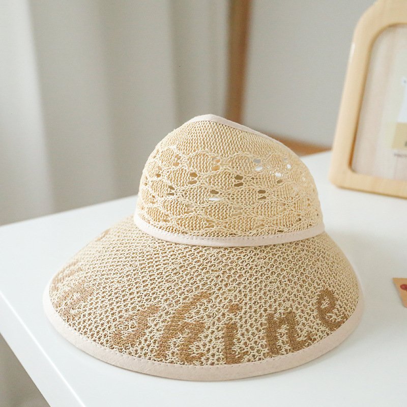 Summer Outdoor Empty Top Hat American Fashion Sunshade Hat Women's Beach Cycling Outdoor Sunscreen Hat Letter Straw Hat Women