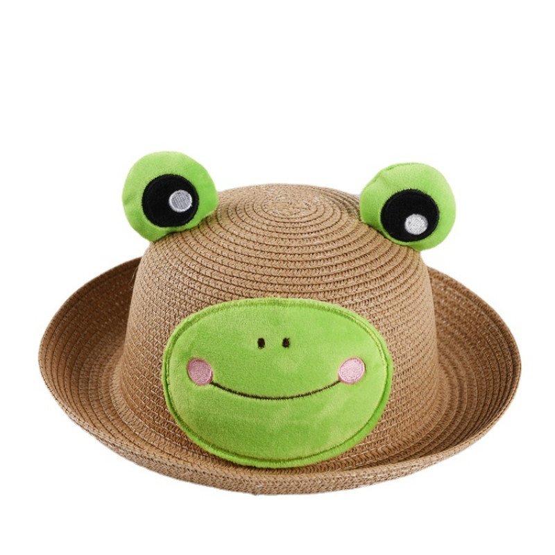 New Summer Fisherman's Hat Korean Edition Cute Frog Baby Trendy Cute Hat for Boys and Girls Sunshade and Sunscreen Grass Hat
