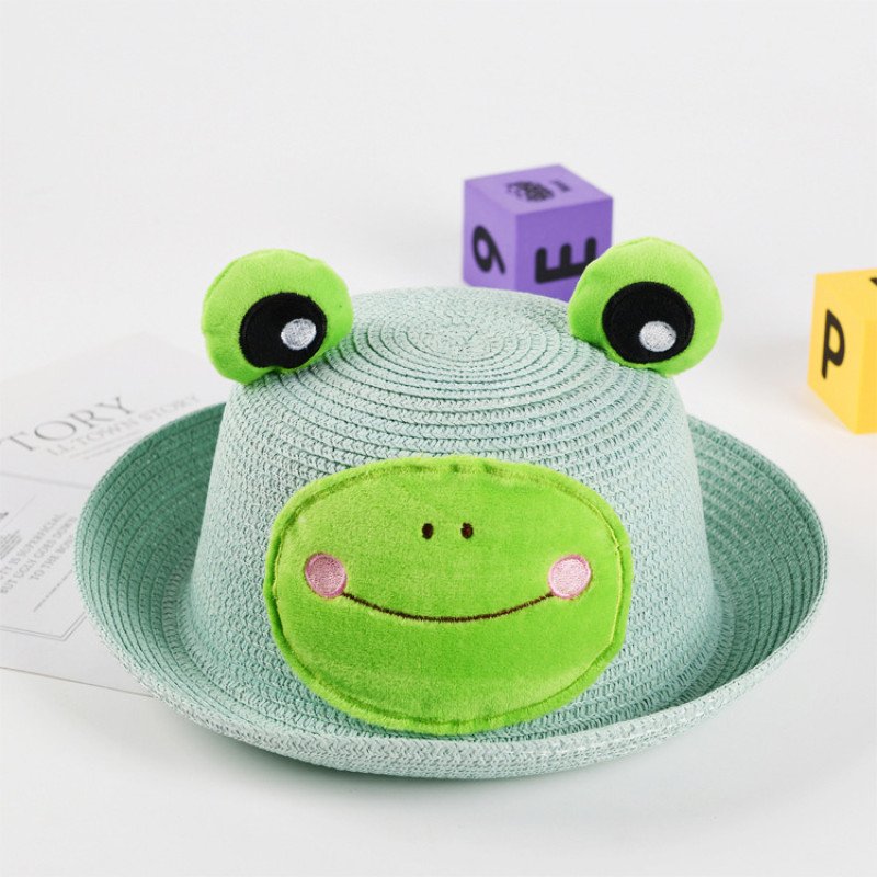 New Summer Fisherman's Hat Korean Edition Cute Frog Baby Trendy Cute Hat for Boys and Girls Sunshade and Sunscreen Grass Hat