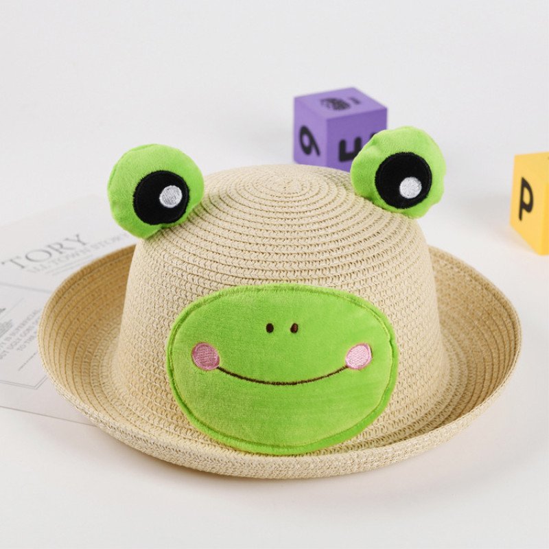 New Summer Fisherman's Hat Korean Edition Cute Frog Baby Trendy Cute Hat for Boys and Girls Sunshade and Sunscreen Grass Hat