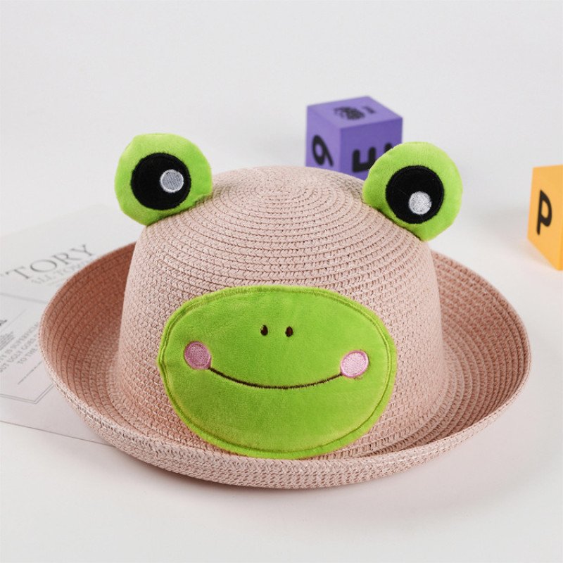 New Summer Fisherman's Hat Korean Edition Cute Frog Baby Trendy Cute Hat for Boys and Girls Sunshade and Sunscreen Grass Hat