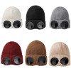 Hats, autumn and winter men and women windproof glasses, plush ski knitted hat, warm wool hat