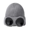 Hats, autumn and winter men and women windproof glasses, plush ski knitted hat, warm wool hat