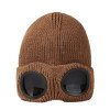 Hats, autumn and winter men and women windproof glasses, plush ski knitted hat, warm wool hat