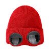 Hats, autumn and winter men and women windproof glasses, plush ski knitted hat, warm wool hat