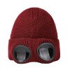 Hats, autumn and winter men and women windproof glasses, plush ski knitted hat, warm wool hat