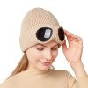Hats, autumn and winter men and women windproof glasses, plush ski knitted hat, warm wool hat
