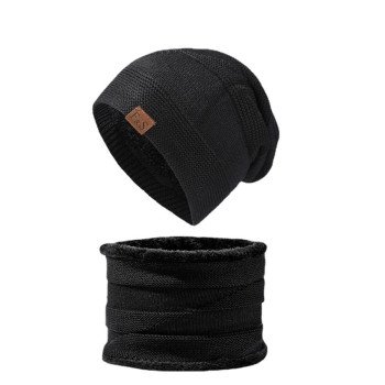 Warm hats, couples leather labels, solid color, plush knitted hats for men and women
