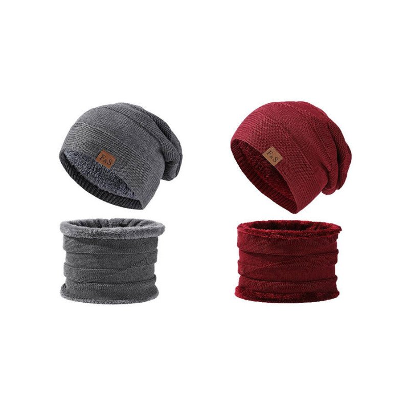 Warm hats, couples leather labels, solid color, plush knitted hats for men and women