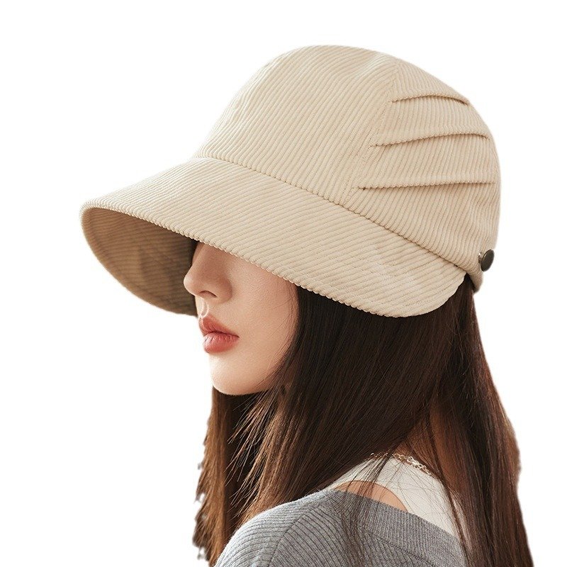 Minimalist style twill corduroy duckbill hats, autumn and winter fisherman hats for women