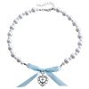 Love Cross Imitation Pearl Bead Necklace Small Fragrant Wind Ribbon Bow French Necklace