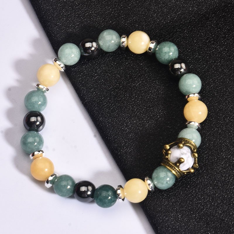 Charm Men's Bracelet Fashion Luxury Alloy Crown Tiger Eye Stone Bead Bracelet Jewelry Men