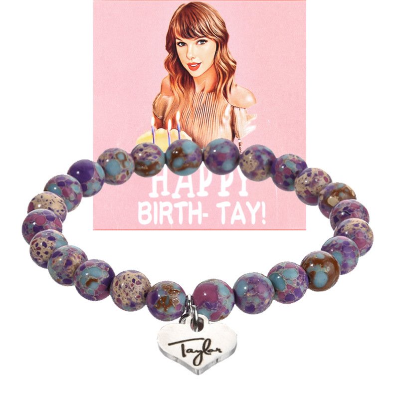 Stainless steel Taylor agate crystal bracelet woven heart pendant pink zebra green Dongling purple emperor stone