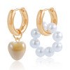 Fashion pearl bead earrings, asymmetrical heart-shaped pendant earrings for women