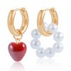 Fashion pearl bead earrings, asymmetrical heart-shaped pendant earrings for women