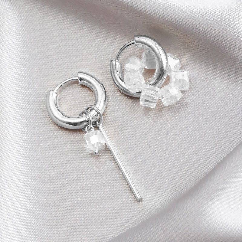 Fashion pearl bead earrings, asymmetrical heart-shaped pendant earrings for women