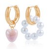 Fashion pearl bead earrings, asymmetrical heart-shaped pendant earrings for women