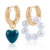 Fashion pearl bead earrings, asymmetrical heart-shaped pendant earrings for women