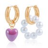 Fashion pearl bead earrings, asymmetrical heart-shaped pendant earrings for women