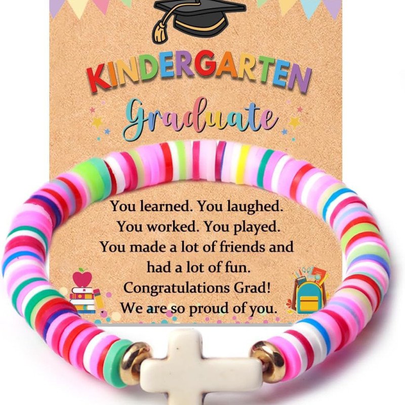 Little girl's colorful soft pottery birthday gift bracelet, love cross bracelet accessory