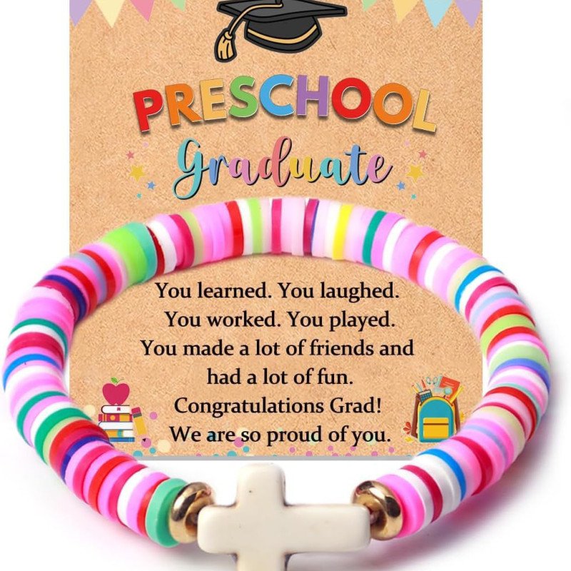 Little girl's colorful soft pottery birthday gift bracelet, love cross bracelet accessory